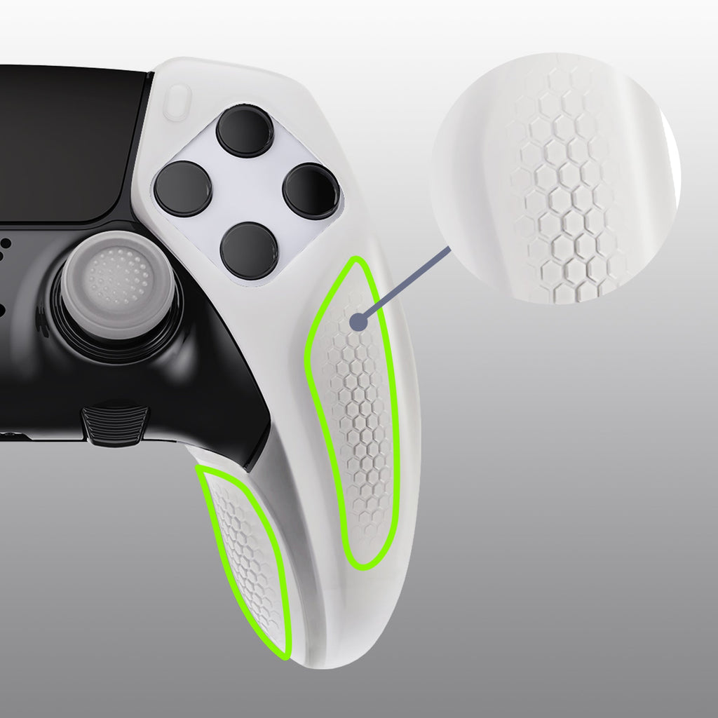 PlayVital Ninja Edition Anti-Slip Half-Covered Silicone Cover Skin with Thumb Grip Caps for PS5 Edge Controller - Glow in Dark - Green PlayVital