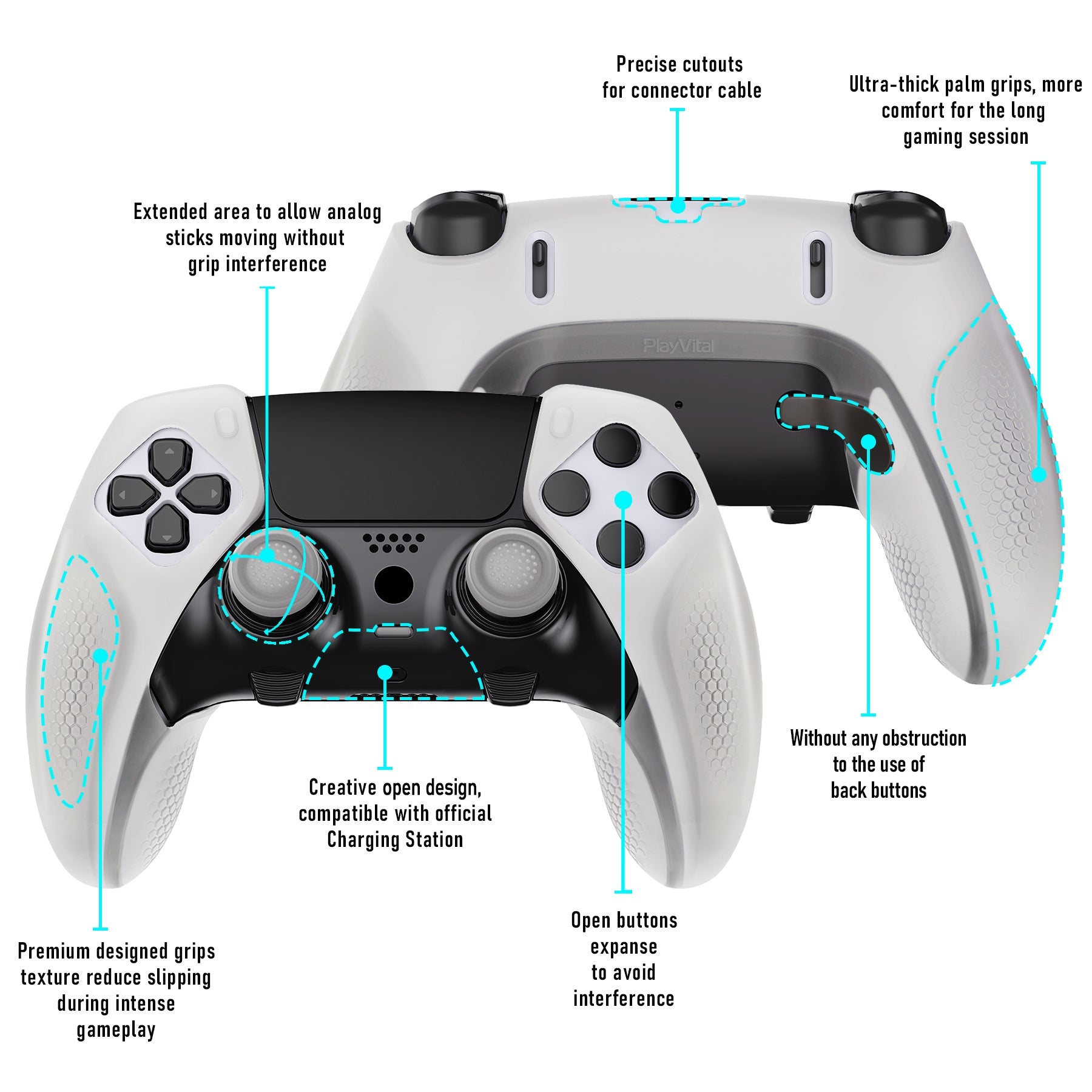 PlayVital Ninja Edition Anti-Slip Half-Covered Silicone Cover Skin with Thumb Grip Caps for PS5 Edge Controller - Glow in Dark - Green PlayVital