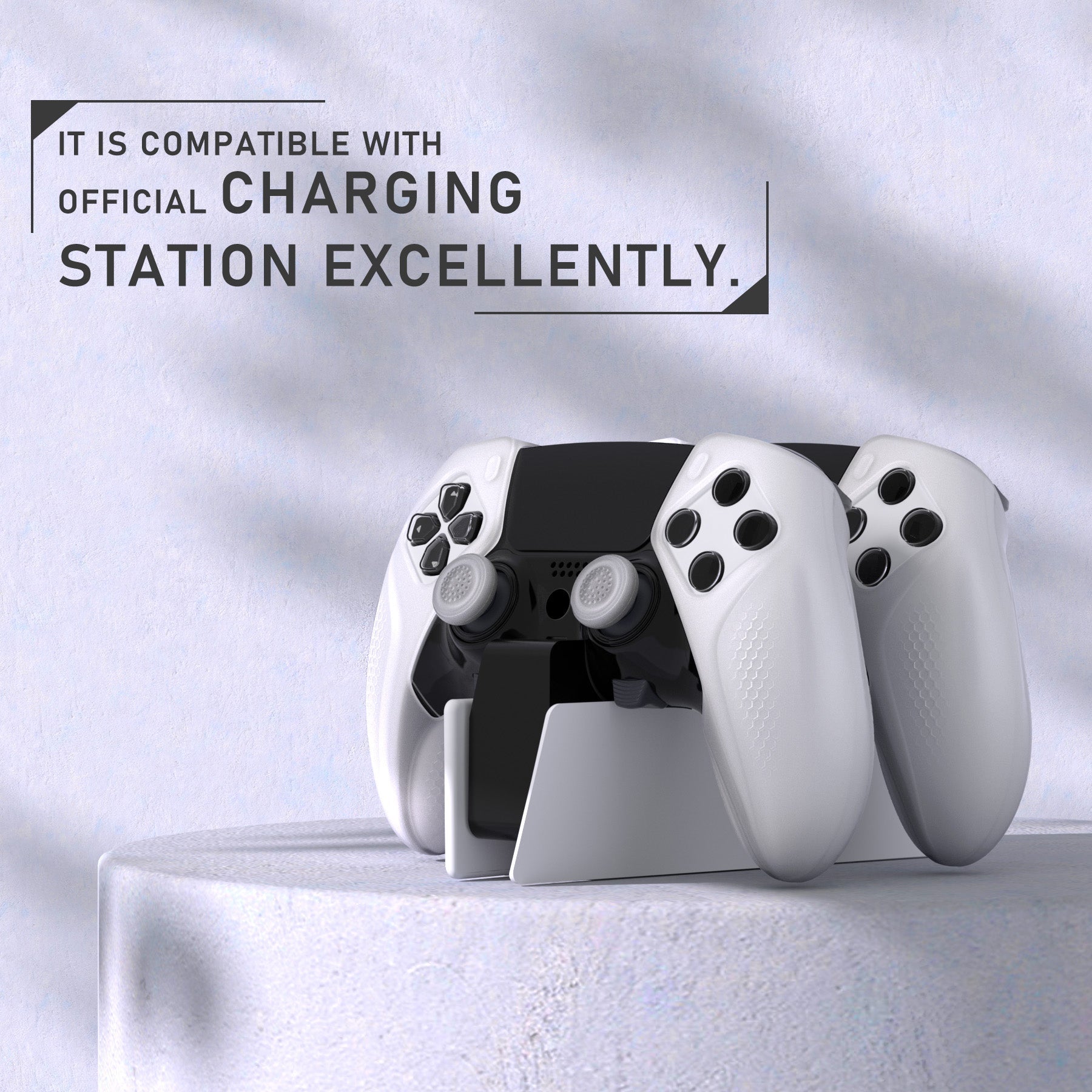 PlayVital Ninja Edition Anti-Slip Half-Covered Silicone Cover Skin with Thumb Grip Caps for PS5 Edge Controller - Glow in Dark - Green PlayVital