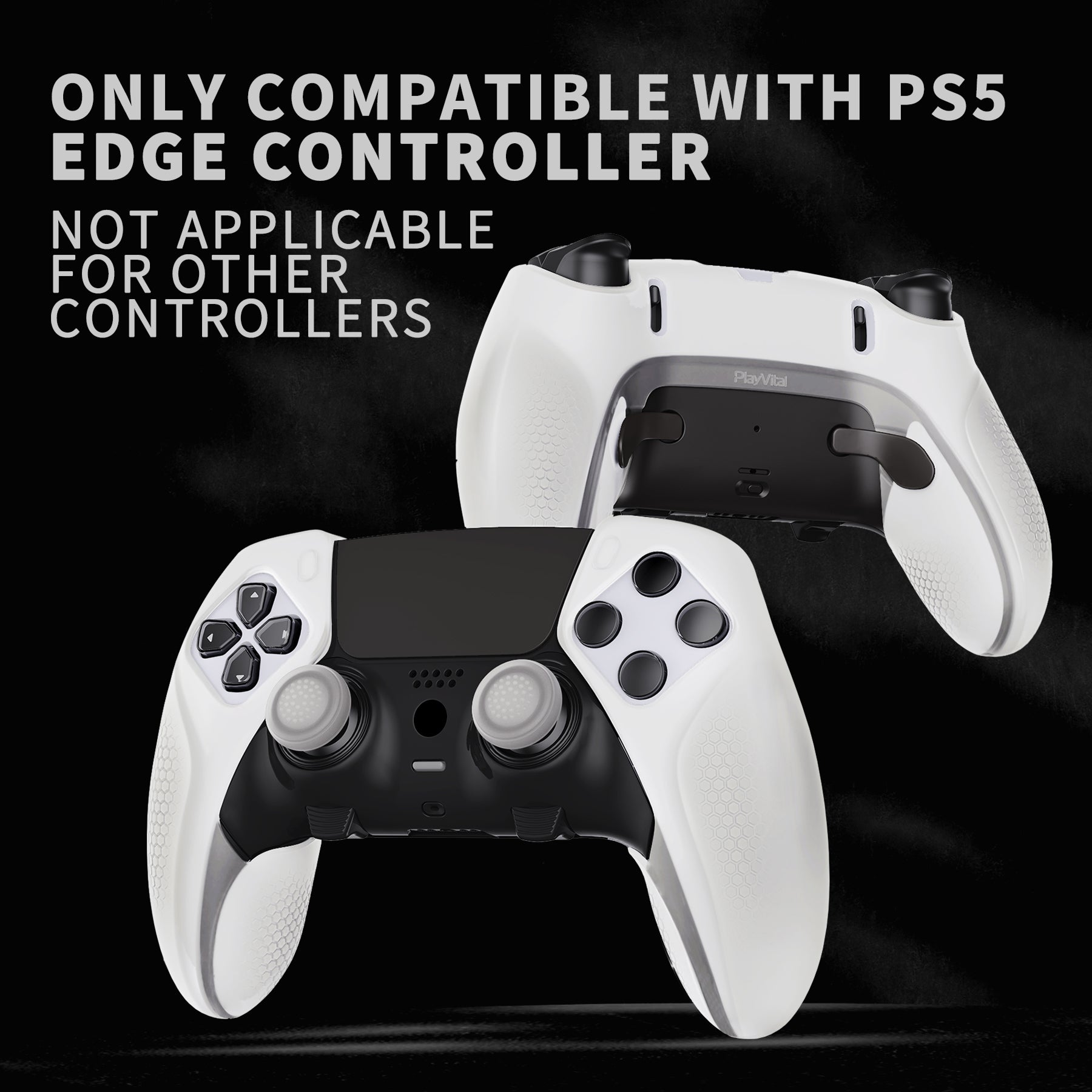 PlayVital Ninja Edition Anti-Slip Half-Covered Silicone Cover Skin with Thumb Grip Caps for PS5 Edge Controller - Glow in Dark - Green PlayVital