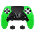 PlayVital Ninja Edition Anti-Slip Half-Covered Silicone Cover Skin with Thumb Grip Caps for PS5 Edge Controller - Green PlayVital