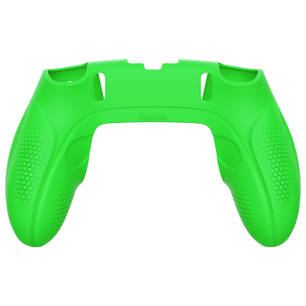 PlayVital Ninja Edition Anti-Slip Half-Covered Silicone Cover Skin with Thumb Grip Caps for PS5 Edge Controller - Green PlayVital