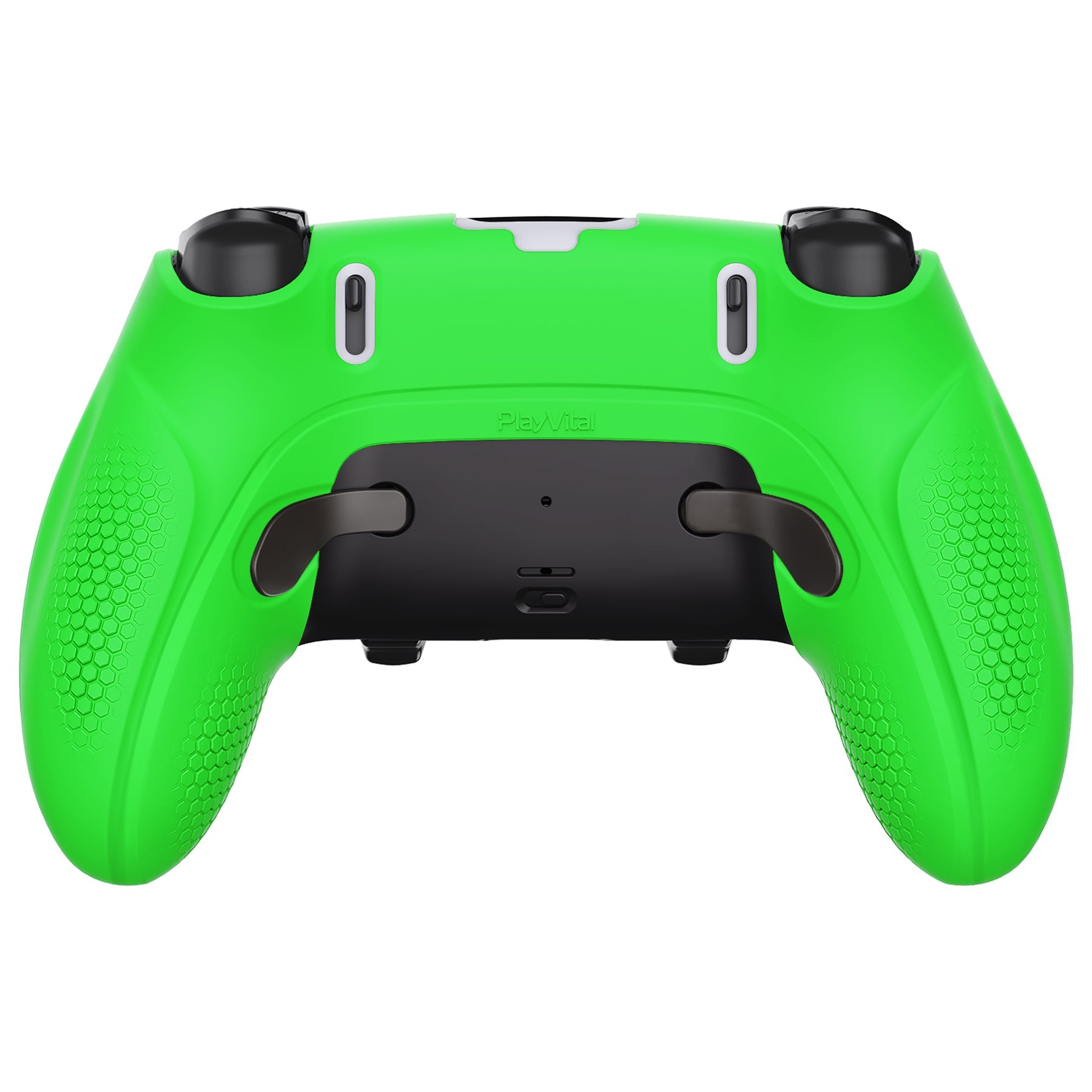 PlayVital Ninja Edition Anti-Slip Half-Covered Silicone Cover Skin with Thumb Grip Caps for PS5 Edge Controller - Green PlayVital