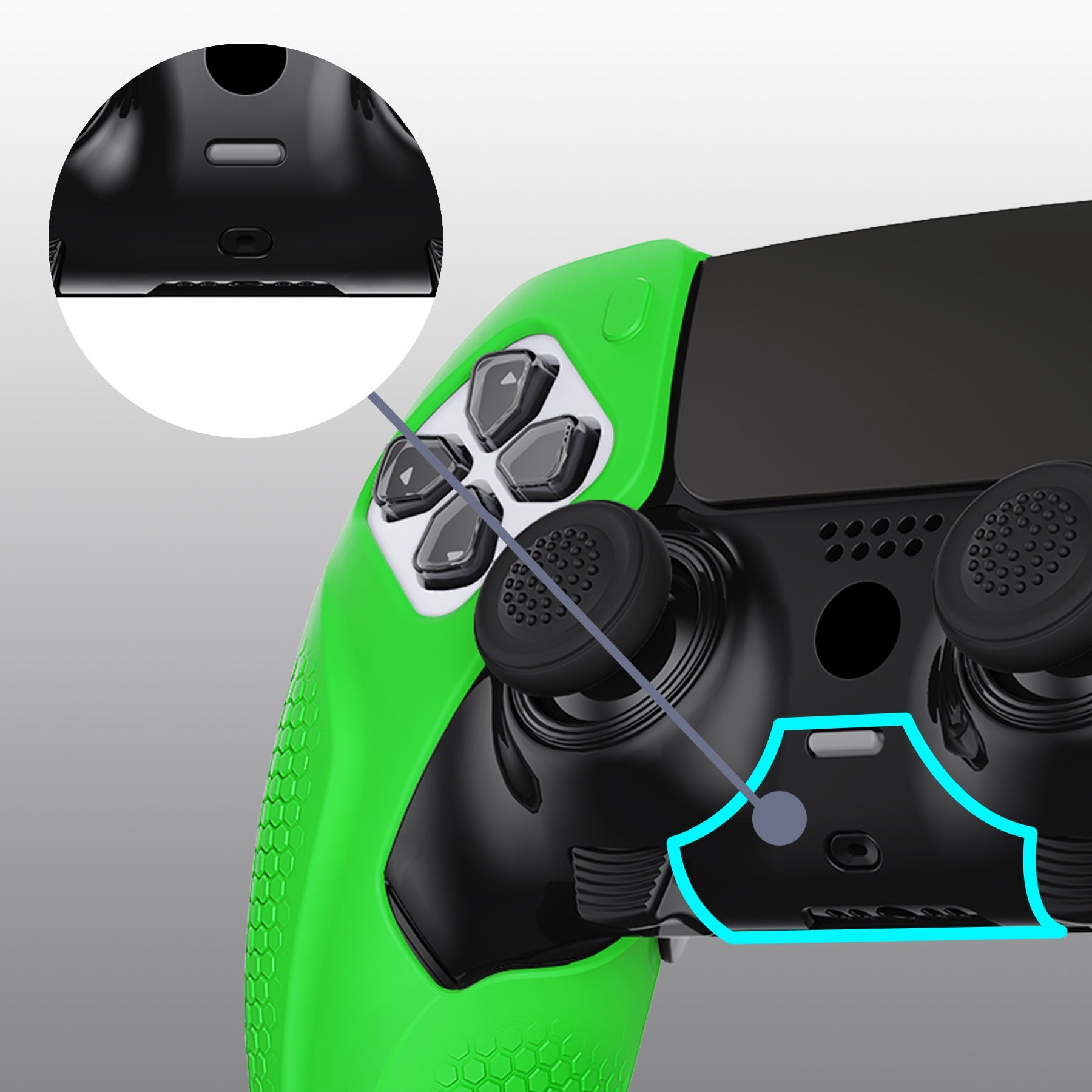 PlayVital Ninja Edition Anti-Slip Half-Covered Silicone Cover Skin with Thumb Grip Caps for PS5 Edge Controller - Green PlayVital