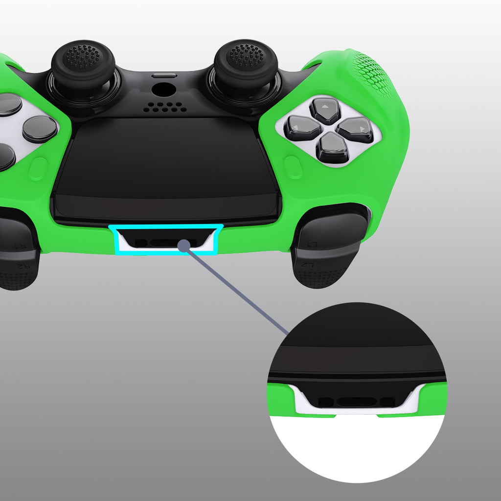 PlayVital Ninja Edition Anti-Slip Half-Covered Silicone Cover Skin with Thumb Grip Caps for PS5 Edge Controller - Green PlayVital