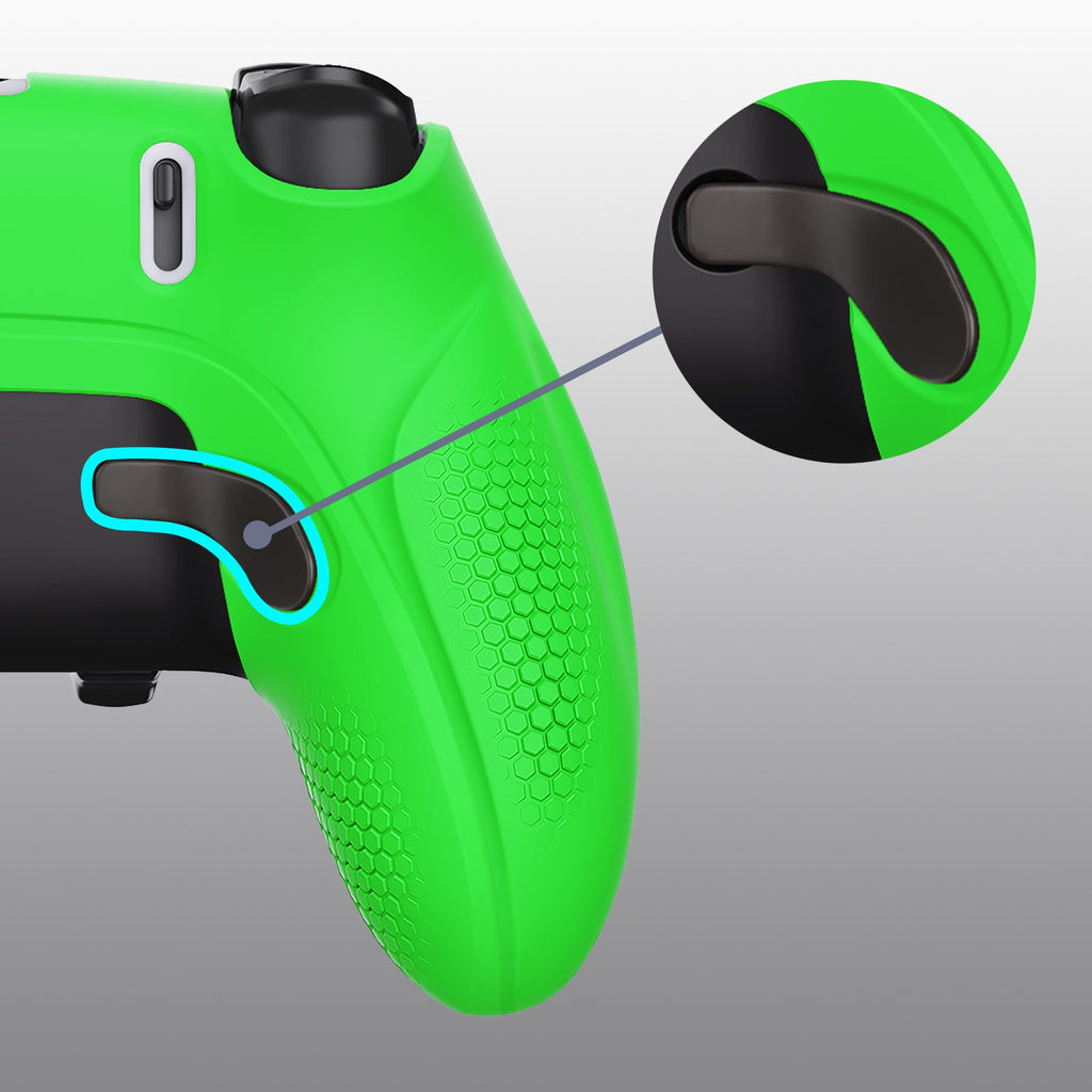 PlayVital Ninja Edition Anti-Slip Half-Covered Silicone Cover Skin with Thumb Grip Caps for PS5 Edge Controller - Green PlayVital