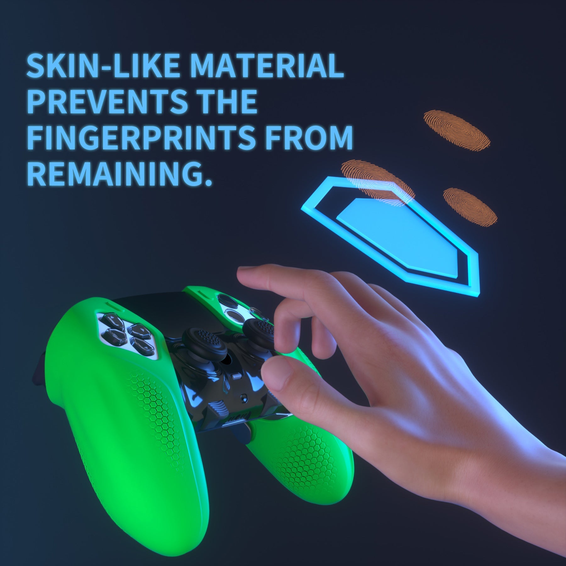 PlayVital Ninja Edition Anti-Slip Half-Covered Silicone Cover Skin with Thumb Grip Caps for PS5 Edge Controller - Green PlayVital
