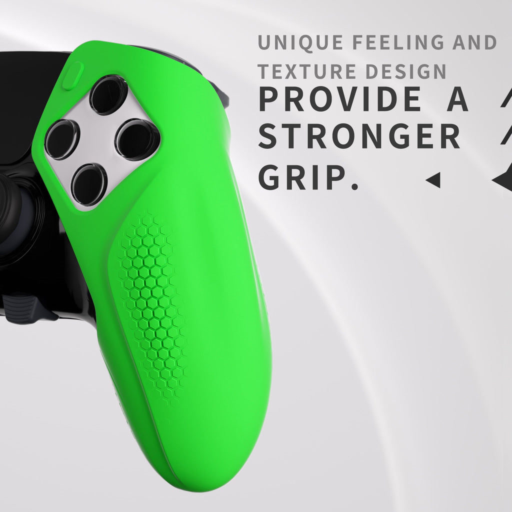 PlayVital Ninja Edition Anti-Slip Half-Covered Silicone Cover Skin with Thumb Grip Caps for PS5 Edge Controller - Green PlayVital