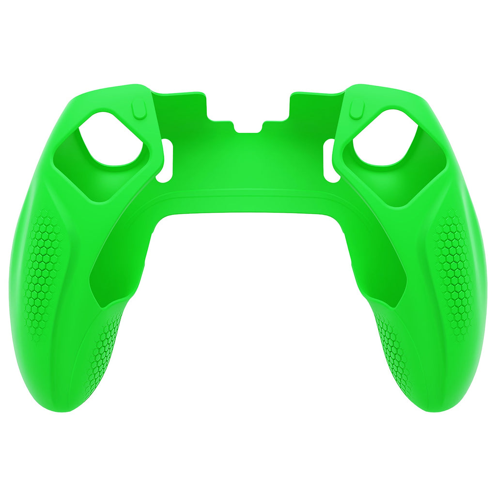 PlayVital Ninja Edition Anti-Slip Half-Covered Silicone Cover Skin with Thumb Grip Caps for PS5 Edge Controller - Green PlayVital