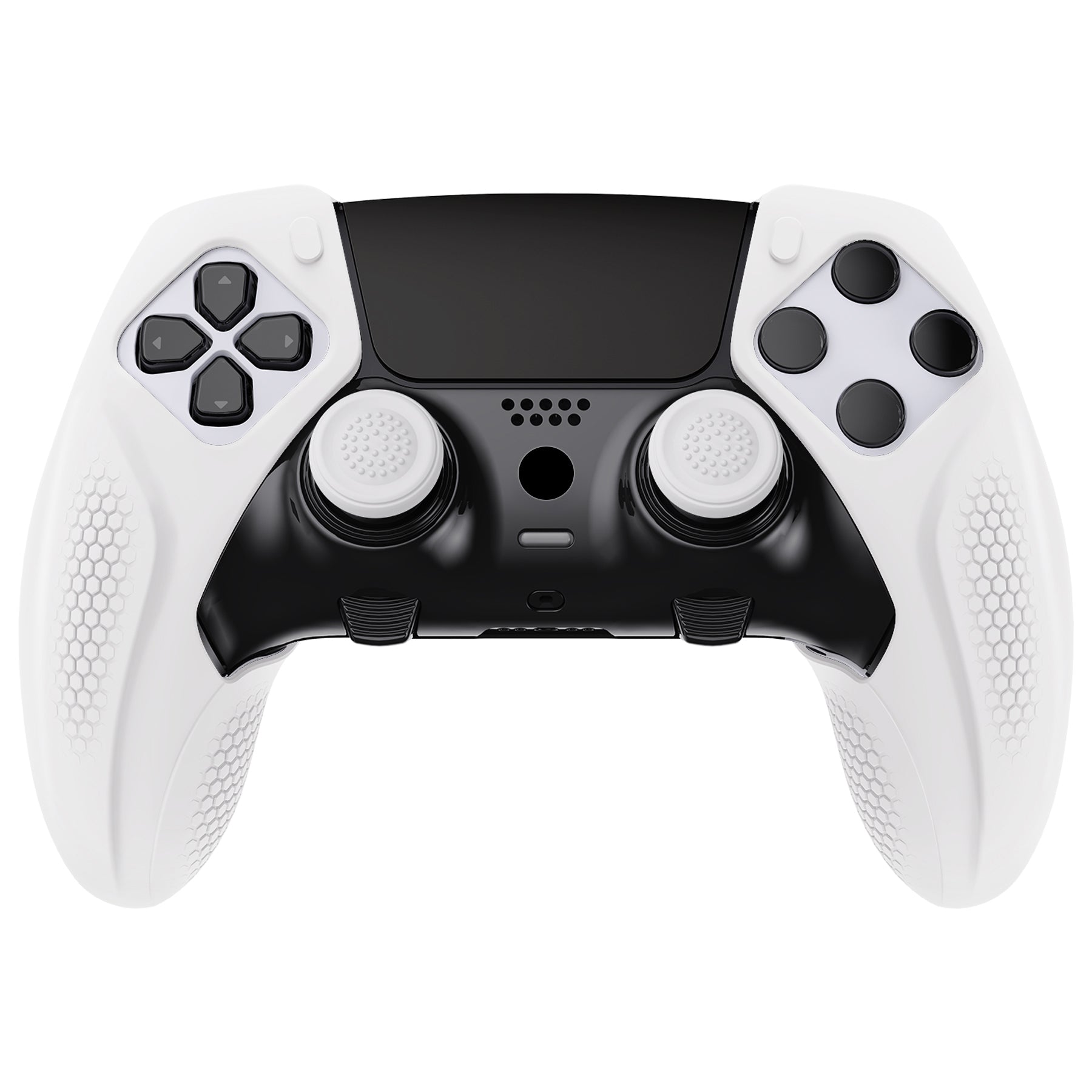 PlayVital Ninja Edition Anti-Slip Half-Covered Silicone Cover Skin with Thumb Grip Caps for PS5 Edge Controller - White PlayVital