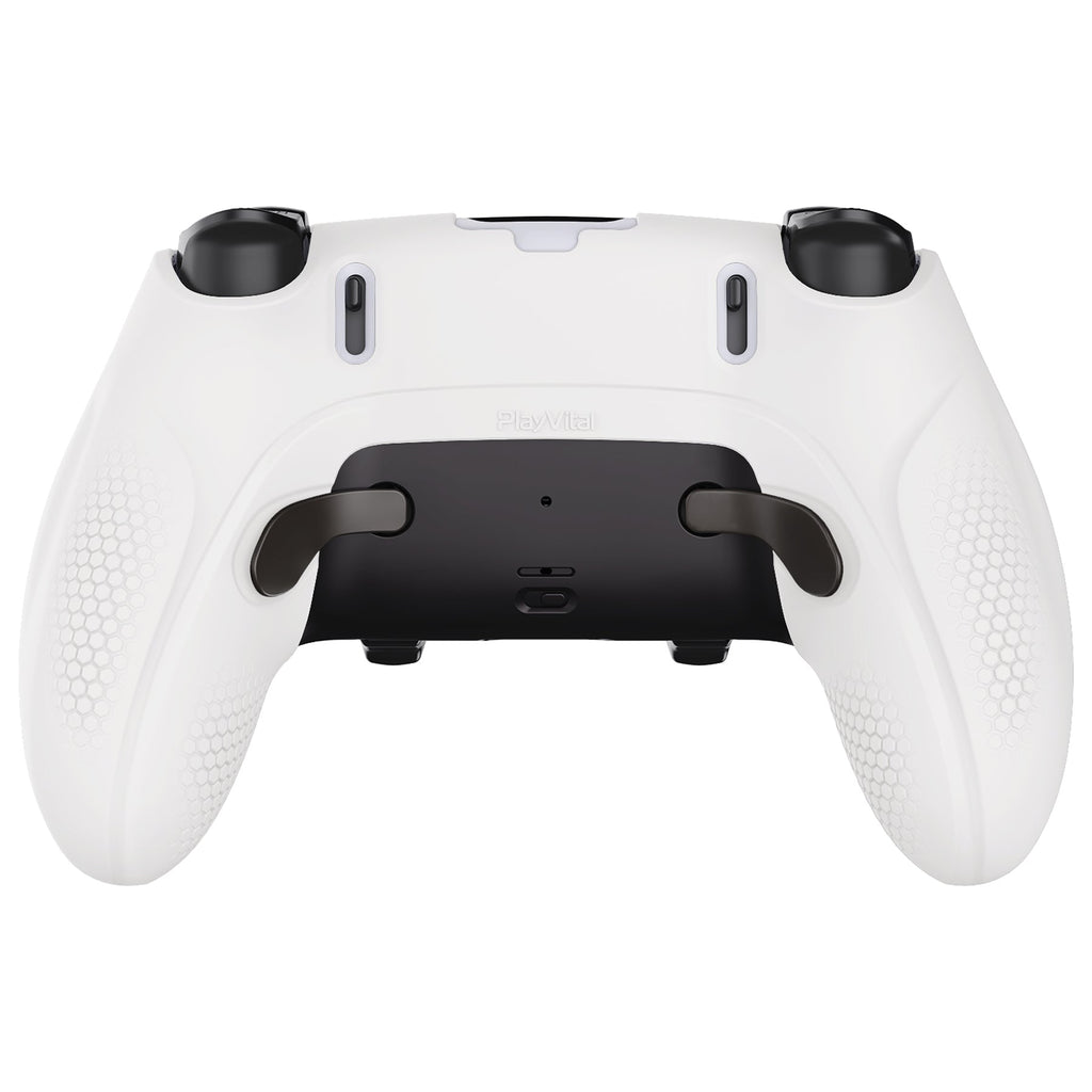 PlayVital Ninja Edition Anti-Slip Half-Covered Silicone Cover Skin with Thumb Grip Caps for PS5 Edge Controller - White PlayVital