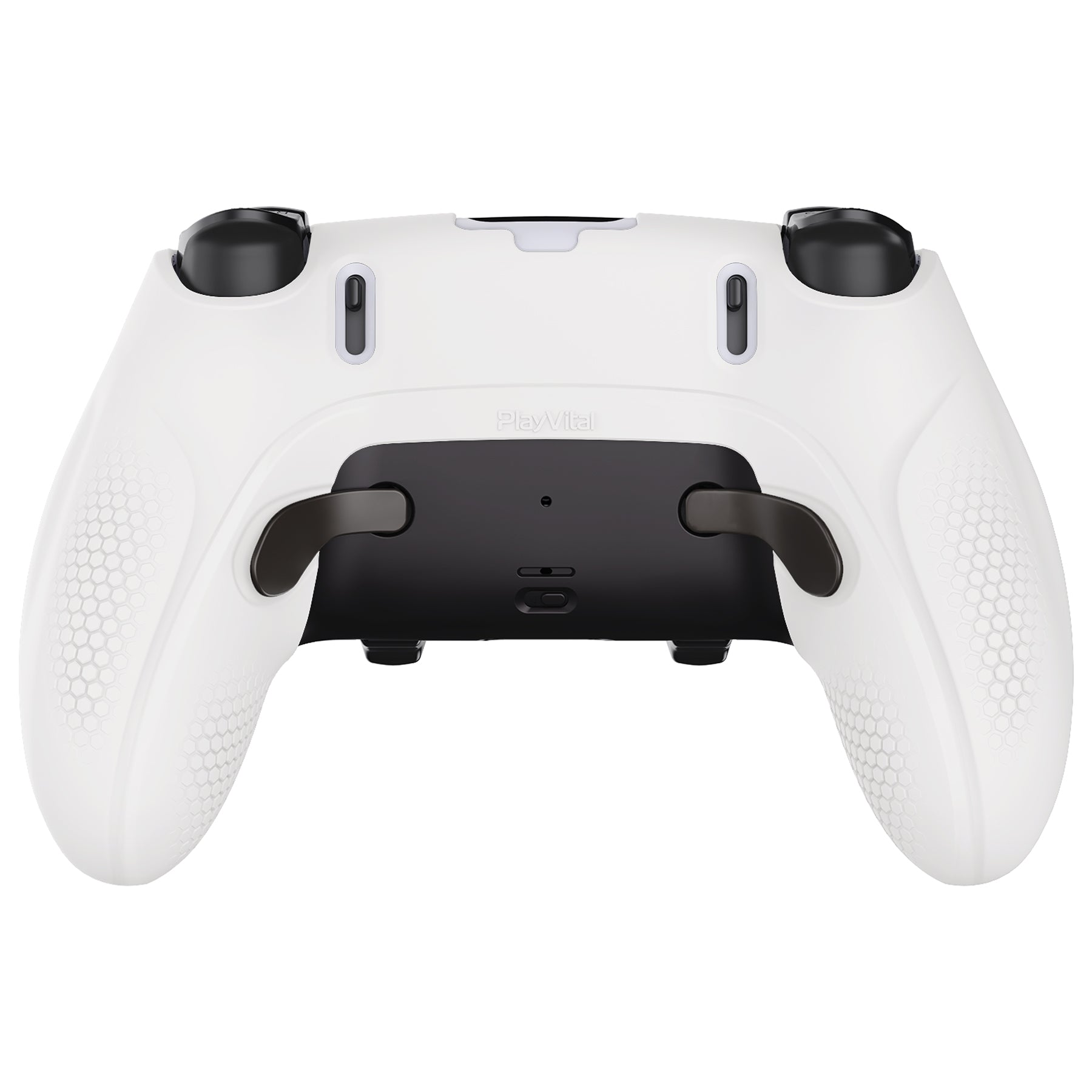 PlayVital Ninja Edition Anti-Slip Half-Covered Silicone Cover Skin with Thumb Grip Caps for PS5 Edge Controller - White PlayVital