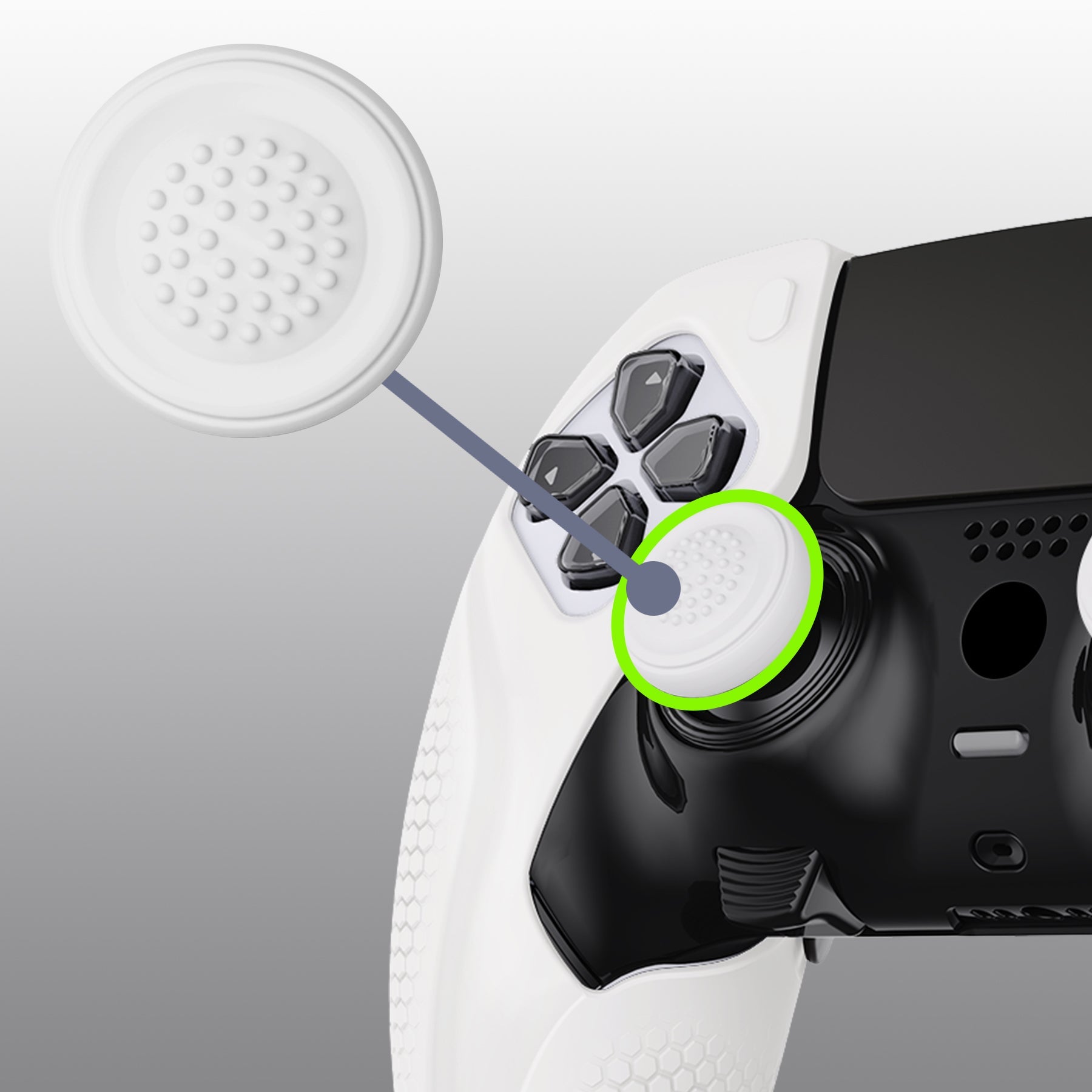 PlayVital Ninja Edition Anti-Slip Half-Covered Silicone Cover Skin with Thumb Grip Caps for PS5 Edge Controller - White PlayVital