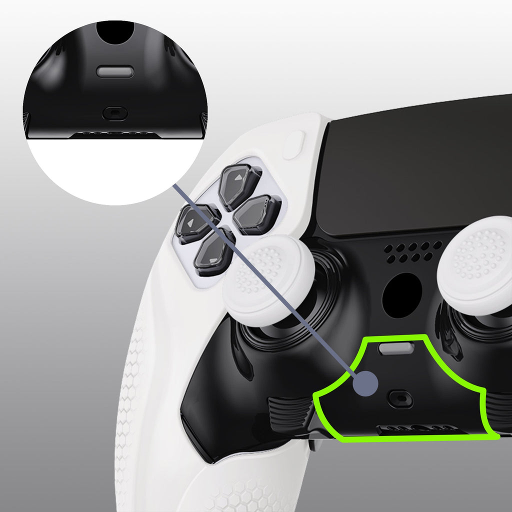 PlayVital Ninja Edition Anti-Slip Half-Covered Silicone Cover Skin with Thumb Grip Caps for PS5 Edge Controller - White PlayVital