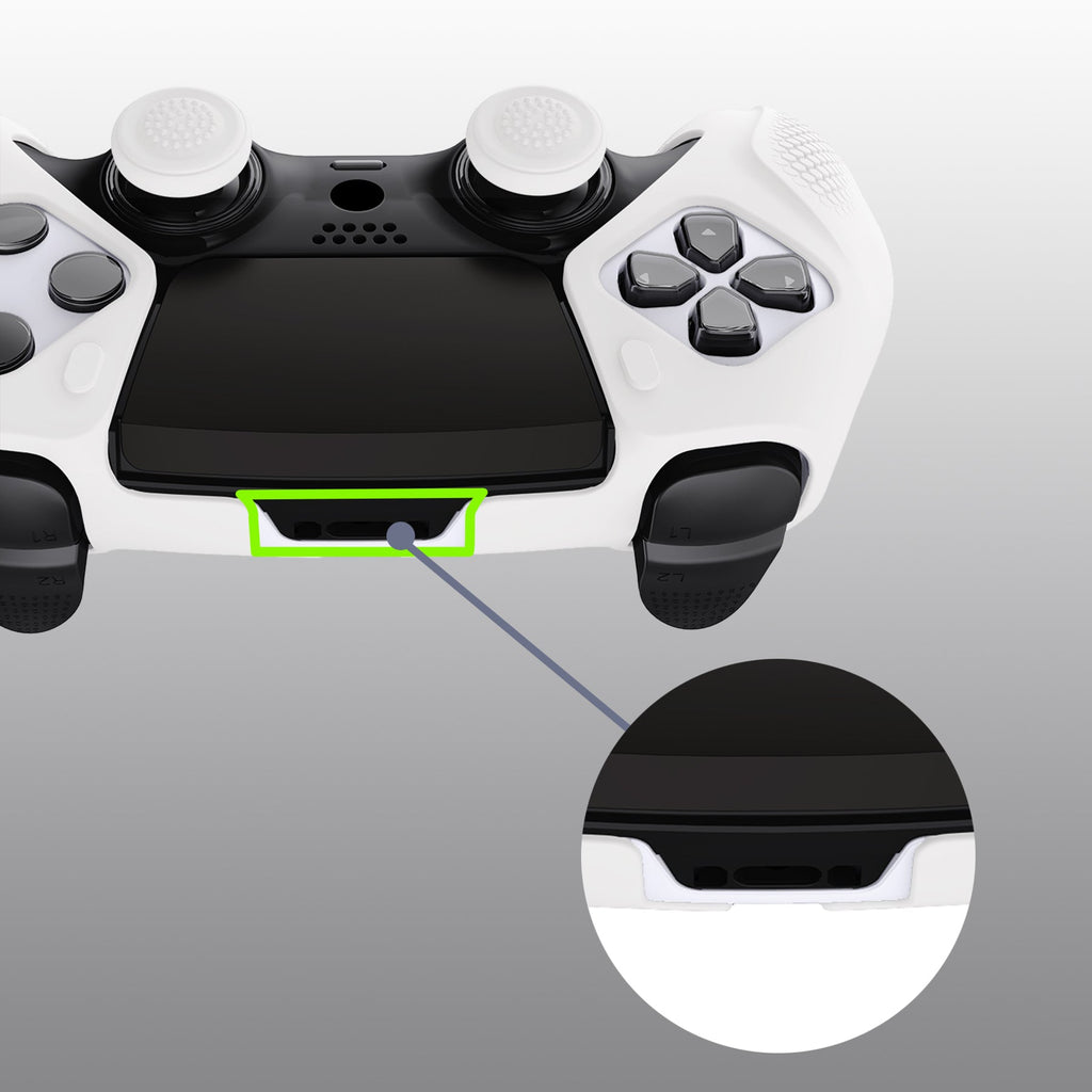 PlayVital Ninja Edition Anti-Slip Half-Covered Silicone Cover Skin with Thumb Grip Caps for PS5 Edge Controller - White PlayVital