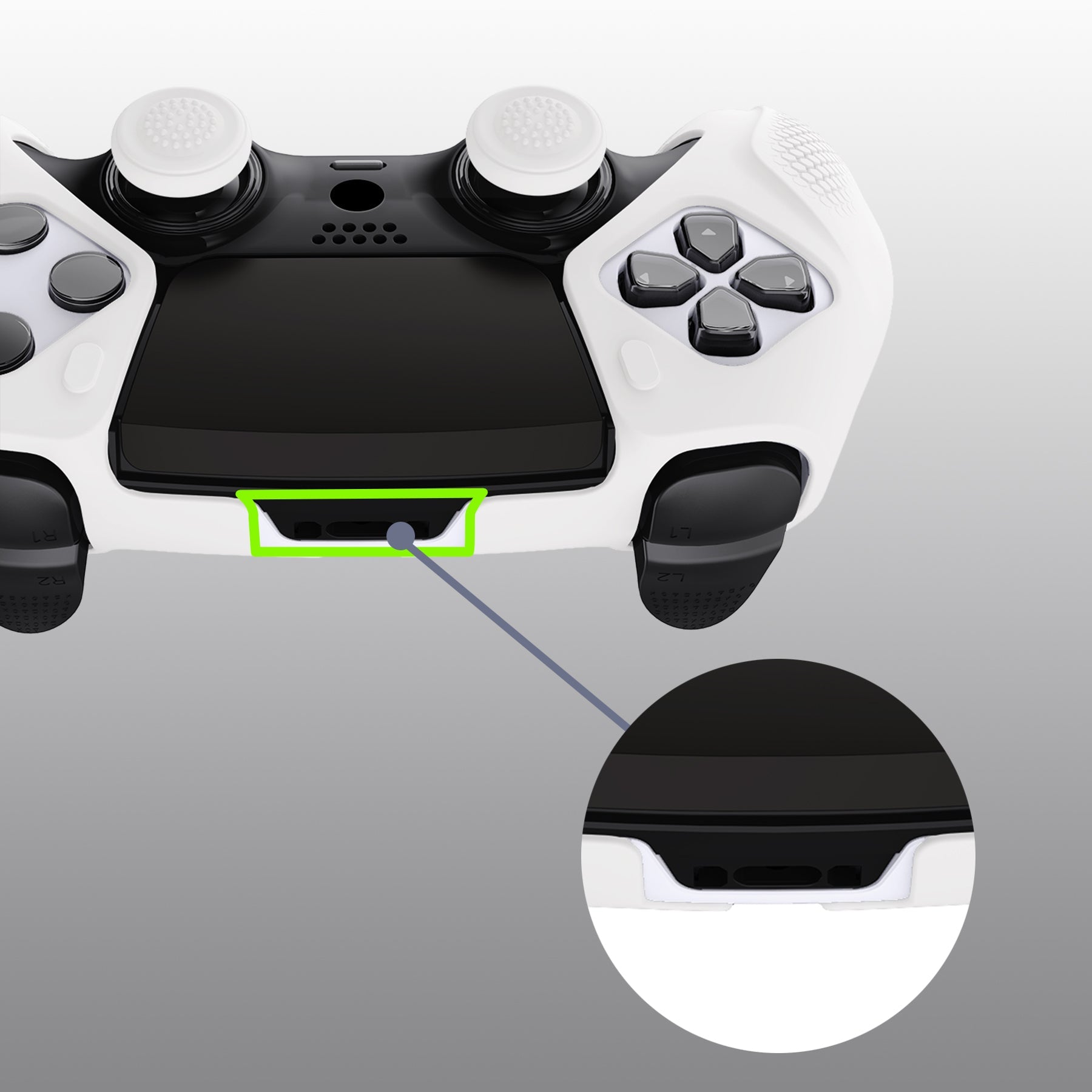 PlayVital Ninja Edition Anti-Slip Half-Covered Silicone Cover Skin with Thumb Grip Caps for PS5 Edge Controller - White PlayVital