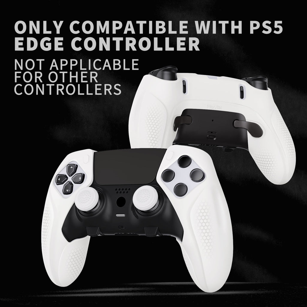 PlayVital Ninja Edition Anti-Slip Half-Covered Silicone Cover Skin with Thumb Grip Caps for PS5 Edge Controller - White PlayVital