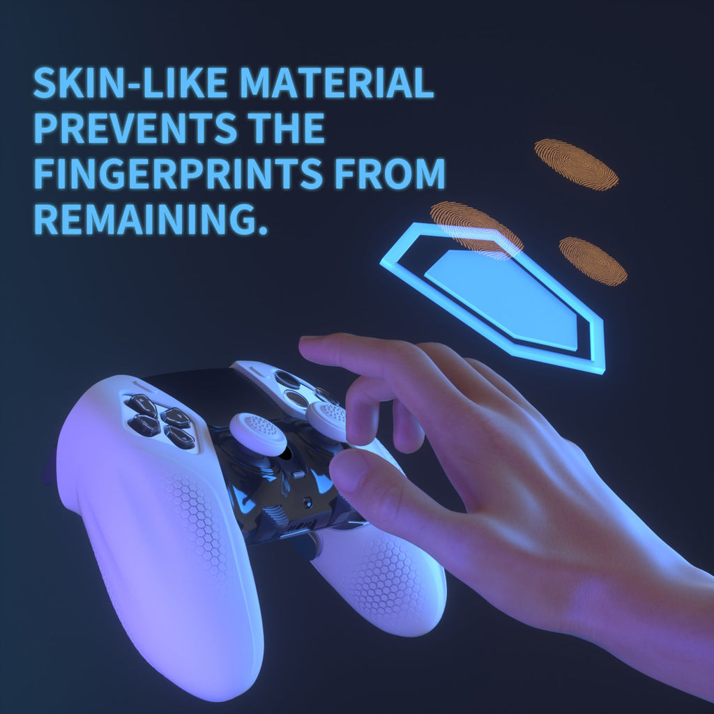PlayVital Ninja Edition Anti-Slip Half-Covered Silicone Cover Skin with Thumb Grip Caps for PS5 Edge Controller - White PlayVital