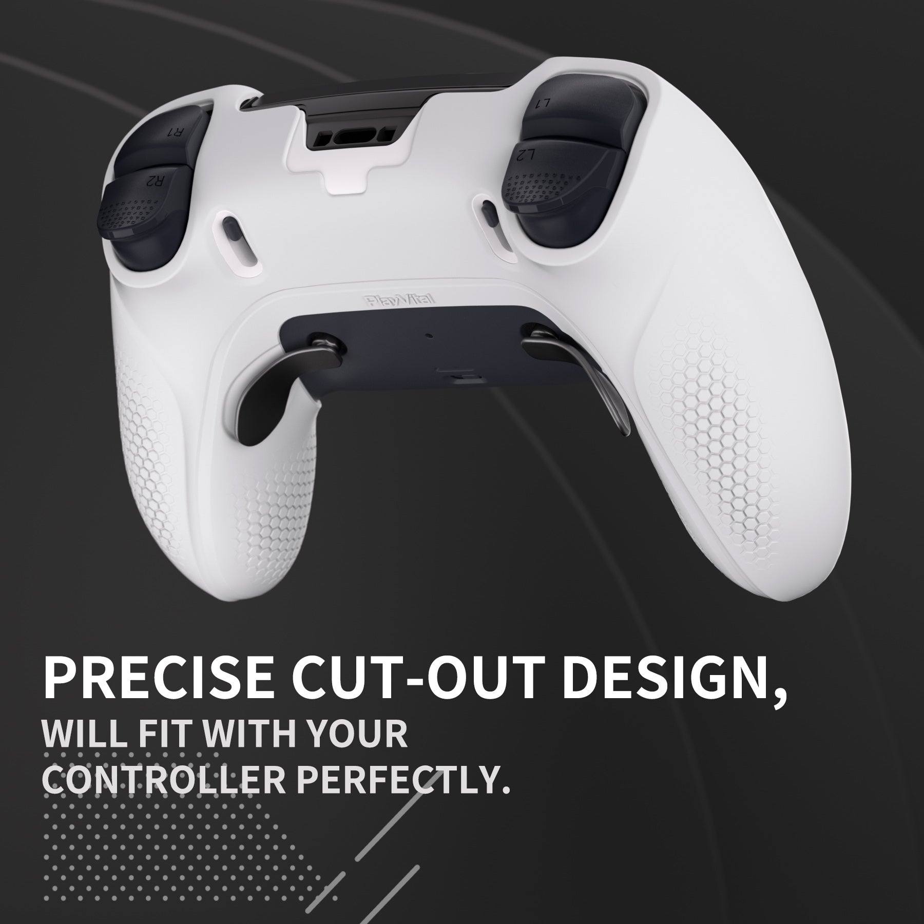 PlayVital Ninja Edition Anti-Slip Half-Covered Silicone Cover Skin with Thumb Grip Caps for PS5 Edge Controller - White PlayVital