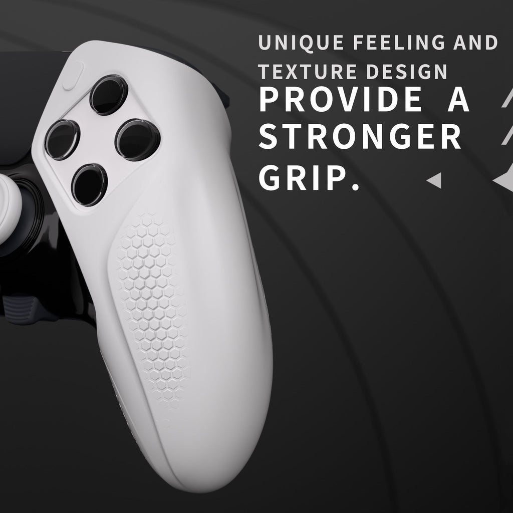 PlayVital Ninja Edition Anti-Slip Half-Covered Silicone Cover Skin with Thumb Grip Caps for PS5 Edge Controller - White PlayVital