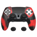 PlayVital Ninja Edition Anti-Slip Half-Covered Silicone Cover Skin with Thumb Grip Caps for PS5 Edge Controller - Red & Black PlayVital