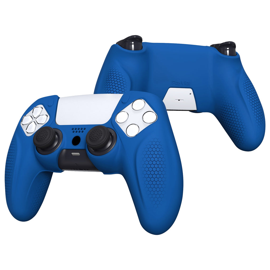 PlayVital Ninja Edition Anti-Slip Silicone Cover Skin with Thumb Grips for PS5 Wireless Controller, Compatible with Charging Station - Blue PlayVital