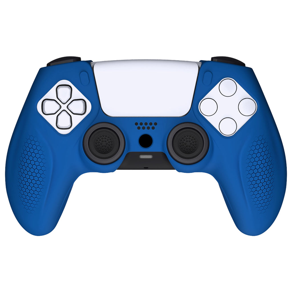 PlayVital Ninja Edition Anti-Slip Silicone Cover Skin with Thumb Grips for PS5 Wireless Controller, Compatible with Charging Station - Blue PlayVital