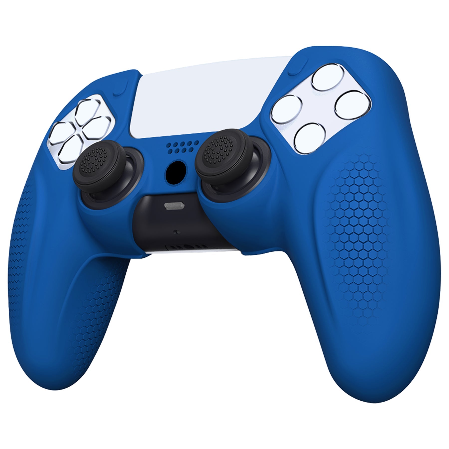 PlayVital Ninja Edition Anti-Slip Silicone Cover Skin with Thumb Grips for PS5 Wireless Controller, Compatible with Charging Station - Blue PlayVital