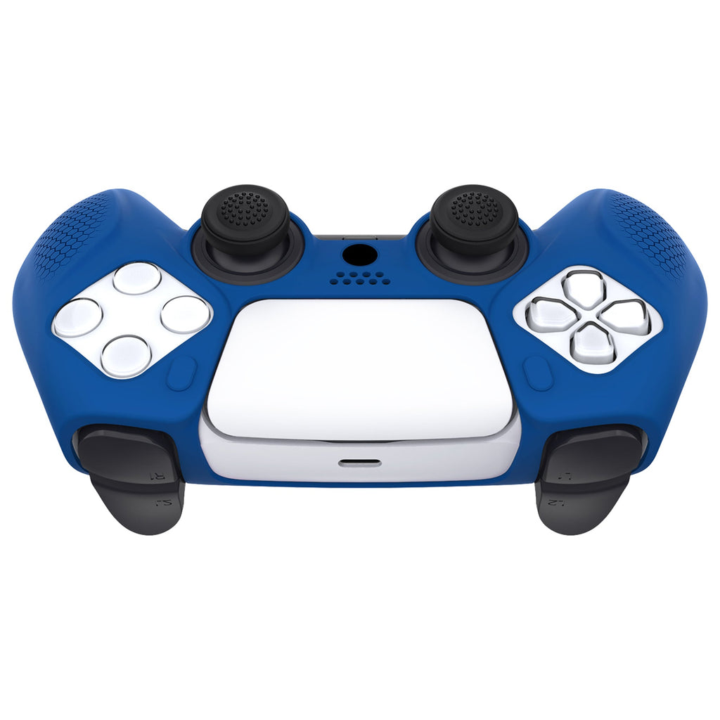 PlayVital Ninja Edition Anti-Slip Silicone Cover Skin with Thumb Grips for PS5 Wireless Controller, Compatible with Charging Station - Blue PlayVital