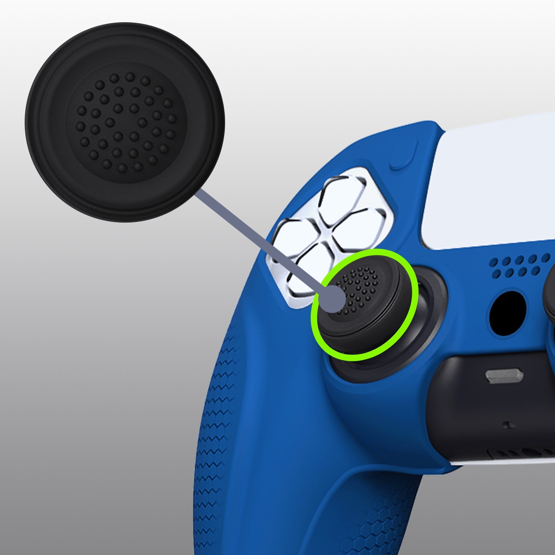 PlayVital Ninja Edition Anti-Slip Silicone Cover Skin with Thumb Grips for PS5 Wireless Controller, Compatible with Charging Station - Blue PlayVital