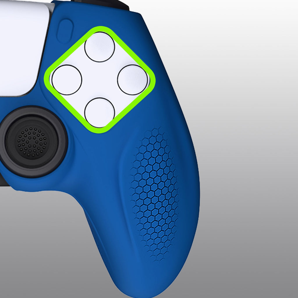 PlayVital Ninja Edition Anti-Slip Silicone Cover Skin with Thumb Grips for PS5 Wireless Controller, Compatible with Charging Station - Blue PlayVital