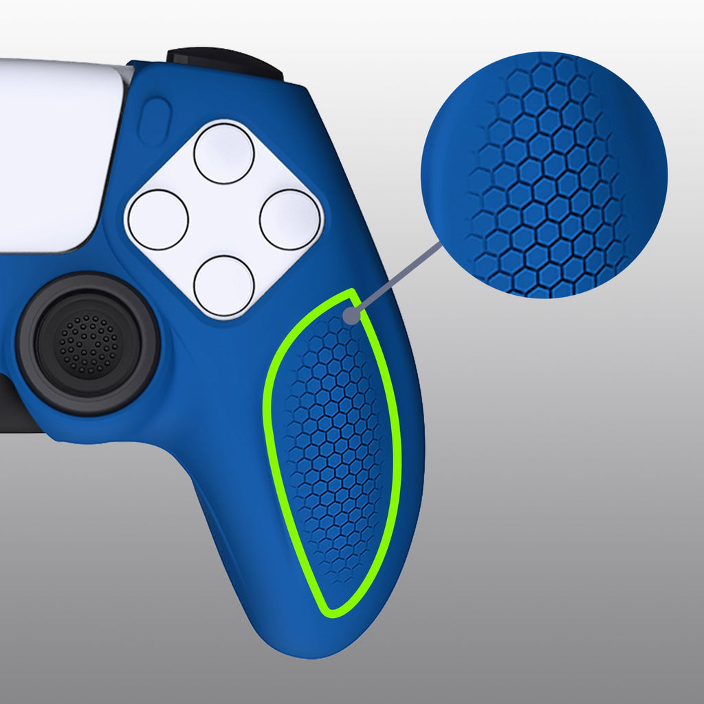 PlayVital Ninja Edition Anti-Slip Silicone Cover Skin with Thumb Grips for PS5 Wireless Controller, Compatible with Charging Station - Blue PlayVital