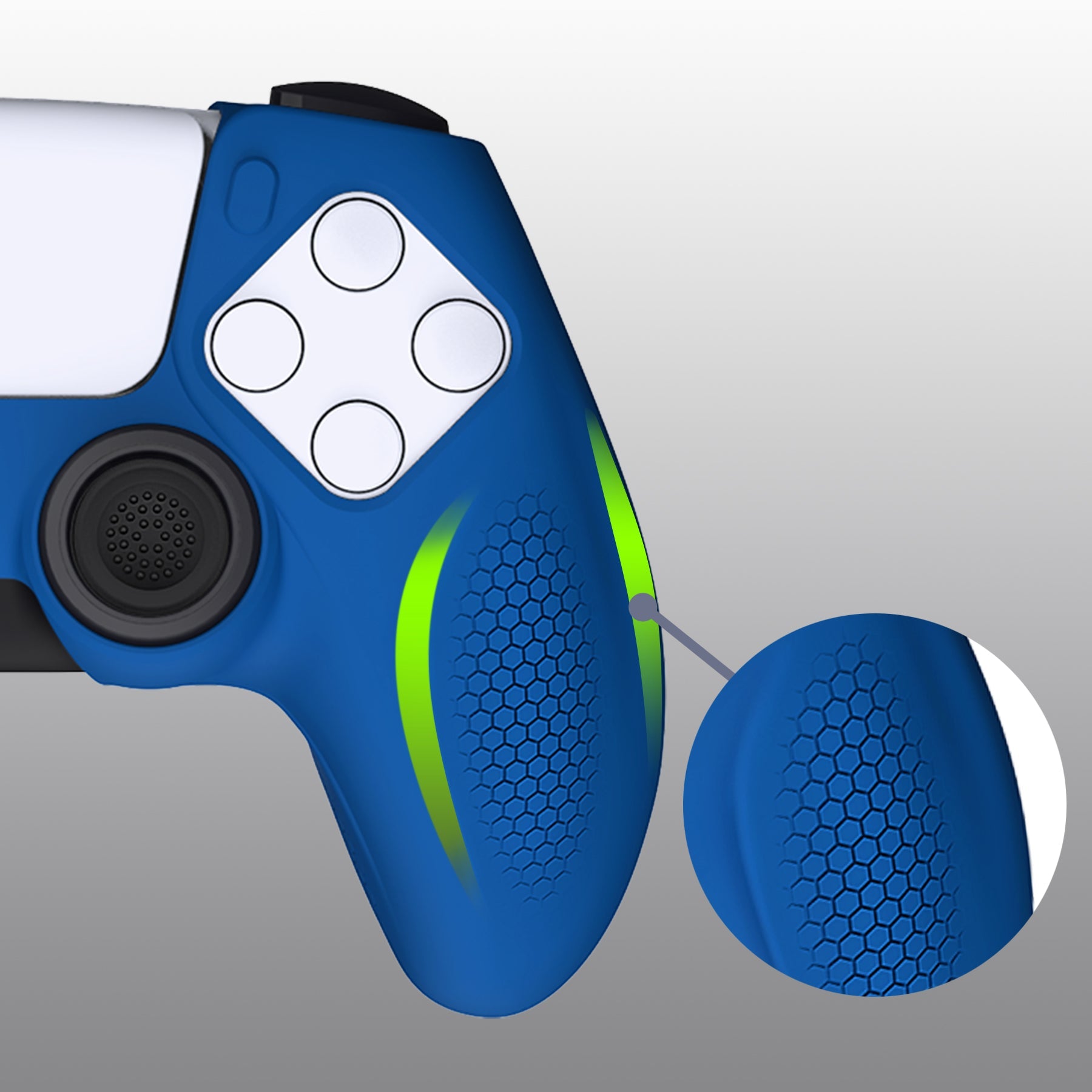 PlayVital Ninja Edition Anti-Slip Silicone Cover Skin with Thumb Grips for PS5 Wireless Controller, Compatible with Charging Station - Blue PlayVital