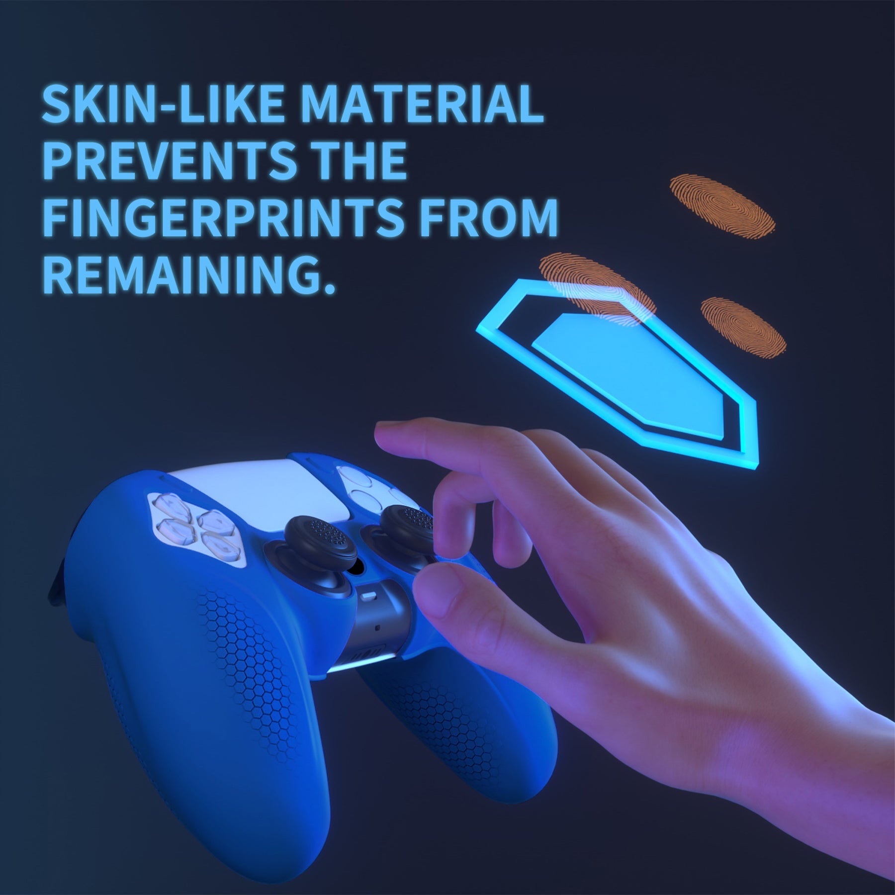 PlayVital Ninja Edition Anti-Slip Silicone Cover Skin with Thumb Grips for PS5 Wireless Controller, Compatible with Charging Station - Blue PlayVital