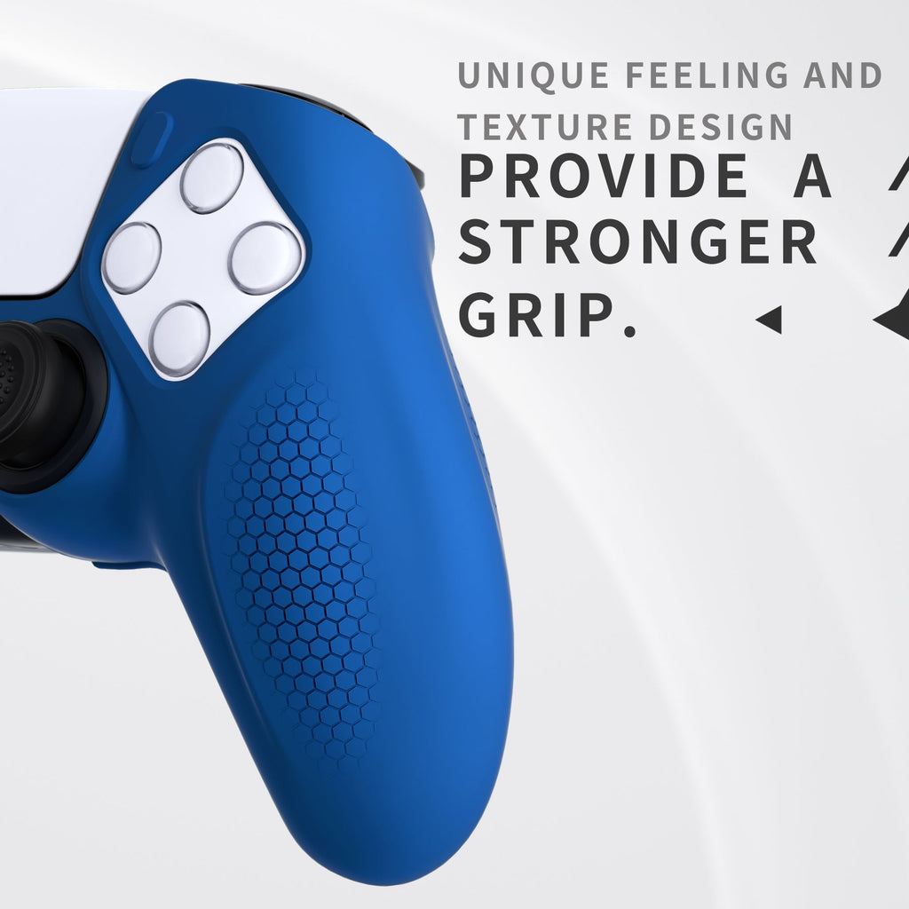 PlayVital Ninja Edition Anti-Slip Silicone Cover Skin with Thumb Grips for PS5 Wireless Controller, Compatible with Charging Station - Blue PlayVital
