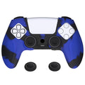 PlayVital Ninja Edition Anti-Slip Silicone Cover Skin with Thumb Grips for PS5 Wireless Controller, Compatible with Charging Station - Blue & Black PlayVital