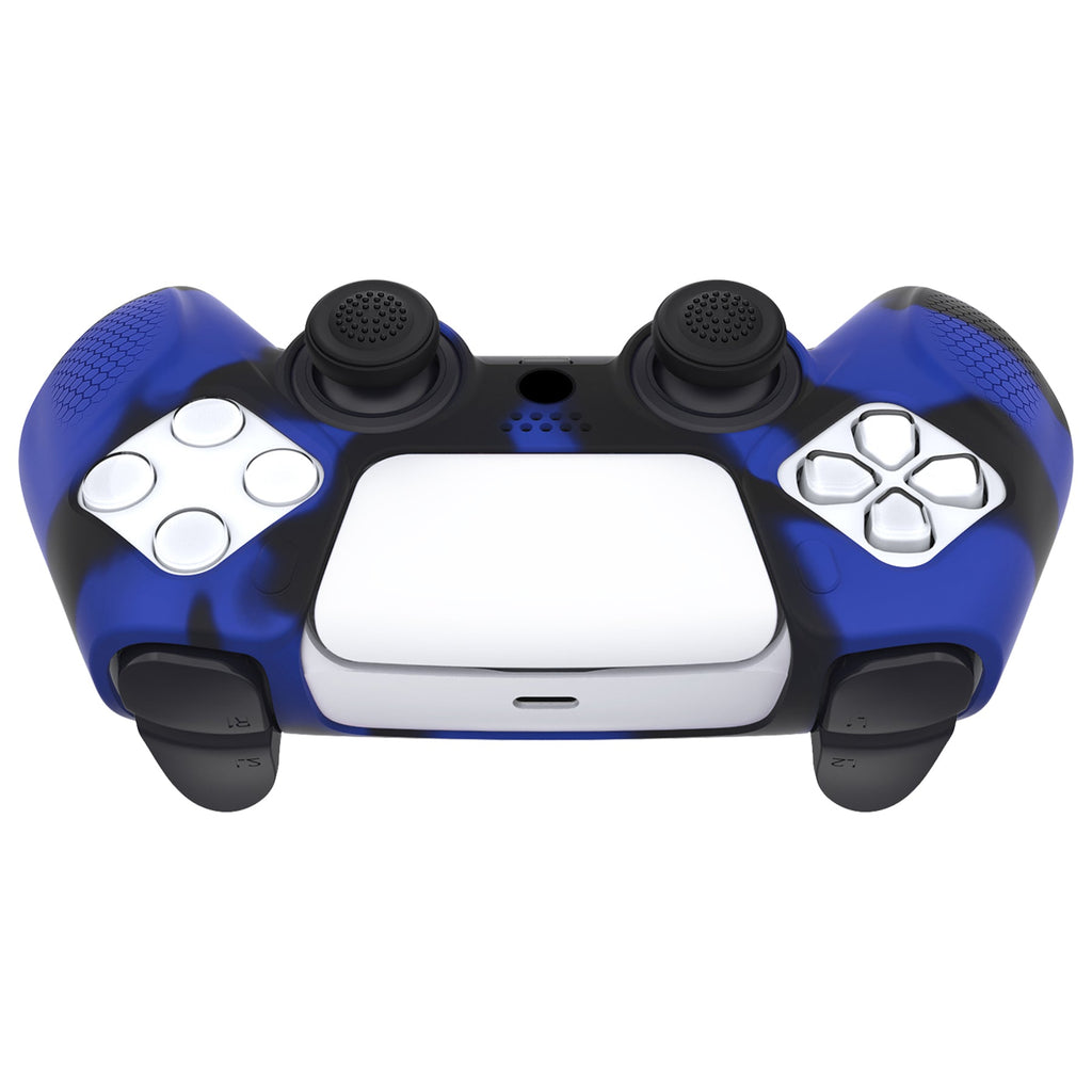 PlayVital Ninja Edition Anti-Slip Silicone Cover Skin with Thumb Grips for PS5 Wireless Controller, Compatible with Charging Station - Blue & Black PlayVital