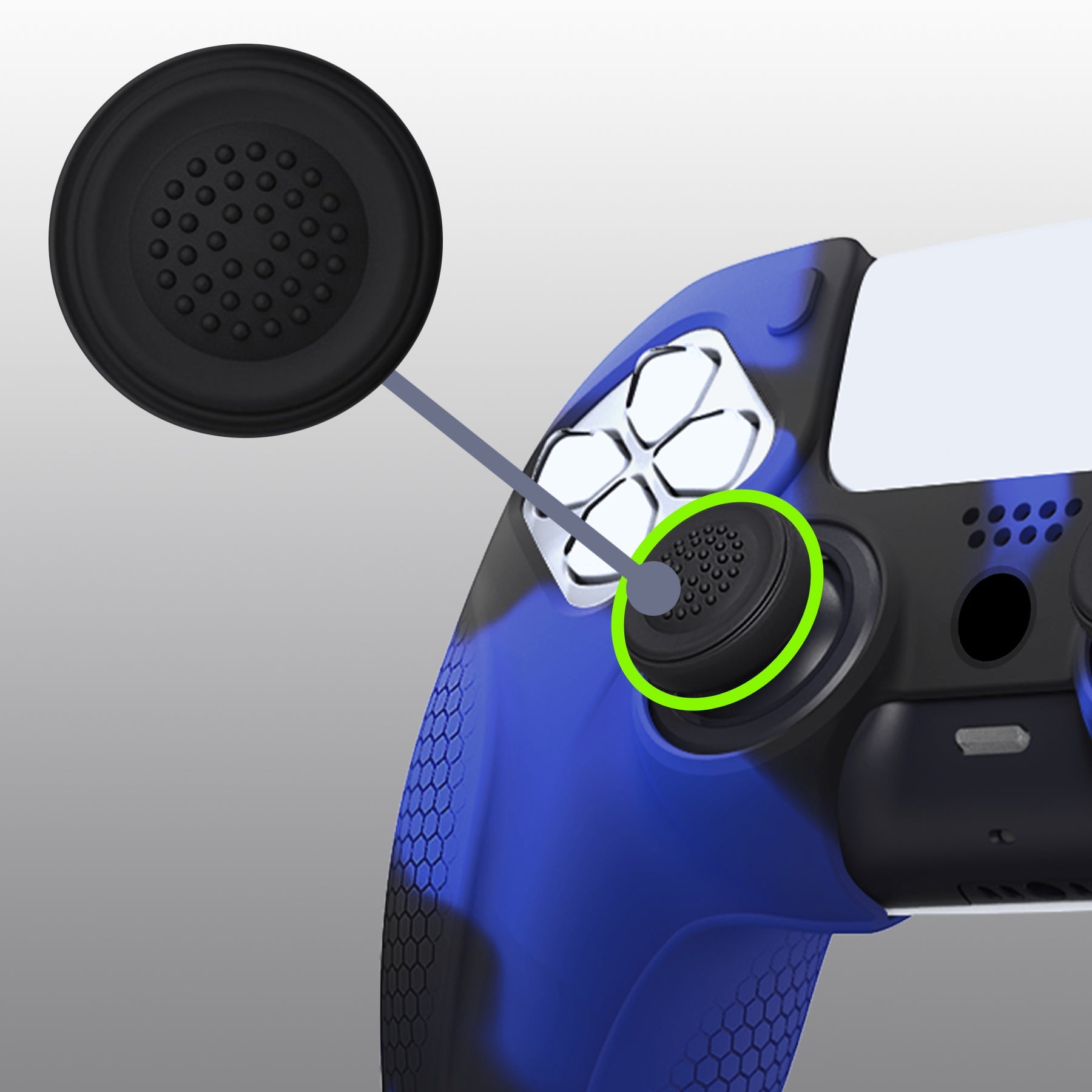 PlayVital Ninja Edition Anti-Slip Silicone Cover Skin with Thumb Grips for PS5 Wireless Controller, Compatible with Charging Station - Blue & Black PlayVital
