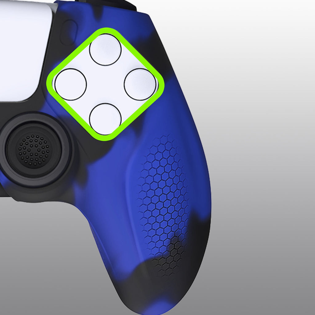 PlayVital Ninja Edition Anti-Slip Silicone Cover Skin with Thumb Grips for PS5 Wireless Controller, Compatible with Charging Station - Blue & Black PlayVital