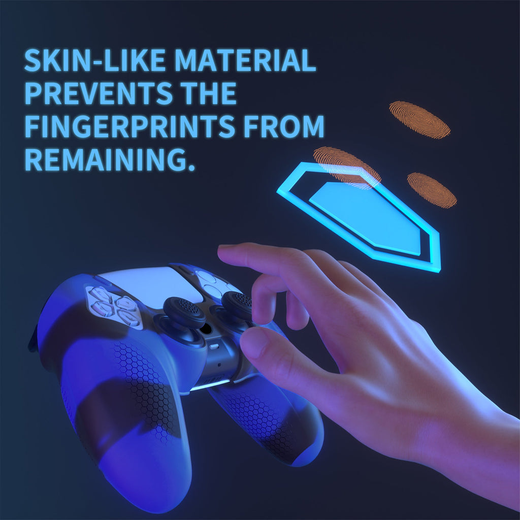 PlayVital Ninja Edition Anti-Slip Silicone Cover Skin with Thumb Grips for PS5 Wireless Controller, Compatible with Charging Station - Blue & Black PlayVital