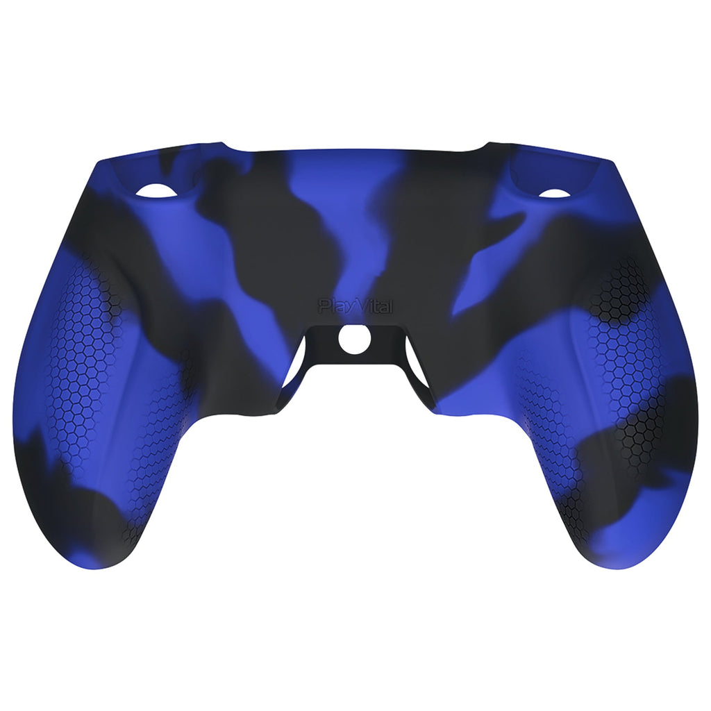 PlayVital Ninja Edition Anti-Slip Silicone Cover Skin with Thumb Grips for PS5 Wireless Controller, Compatible with Charging Station - Blue & Black PlayVital