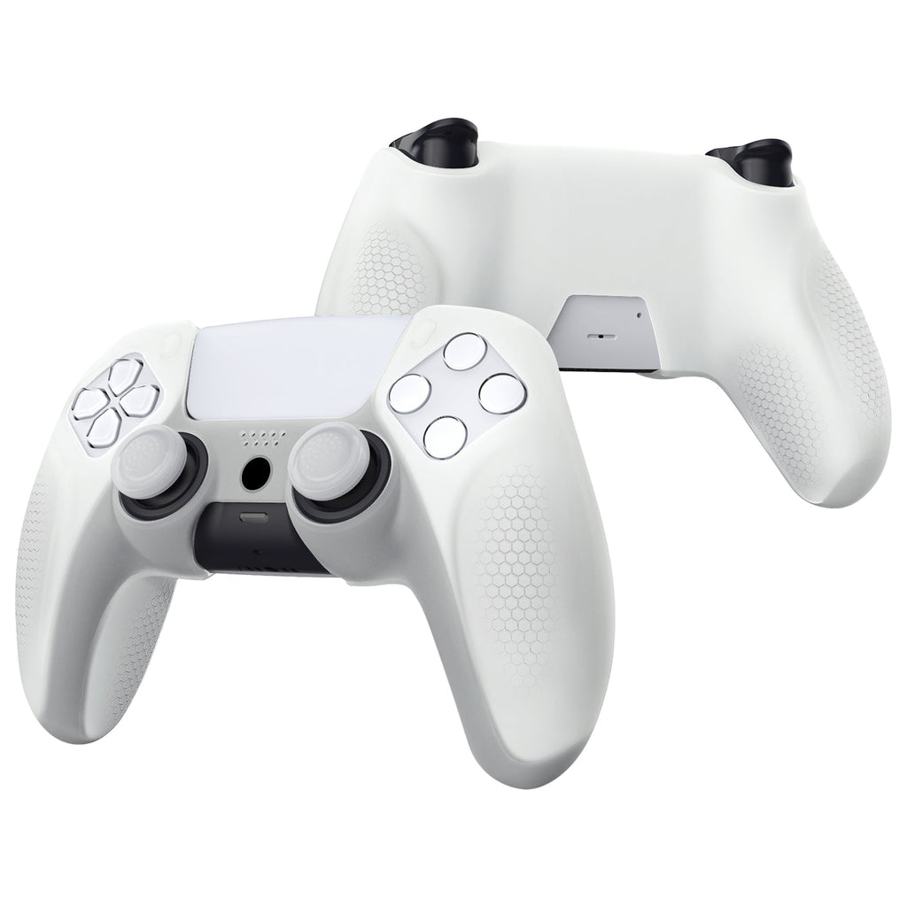 PlayVital Ninja Edition Anti-Slip Silicone Cover Skin with Thumb Grips for PS5 Wireless Controller, Compatible with Charging Station - Glow in Dark Green PlayVital