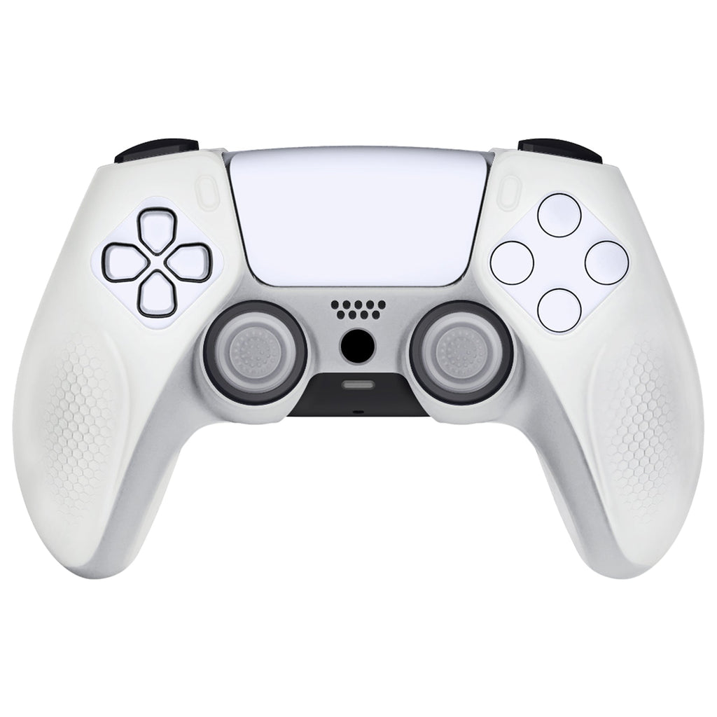 PlayVital Ninja Edition Anti-Slip Silicone Cover Skin with Thumb Grips for PS5 Wireless Controller, Compatible with Charging Station - Glow in Dark Green PlayVital