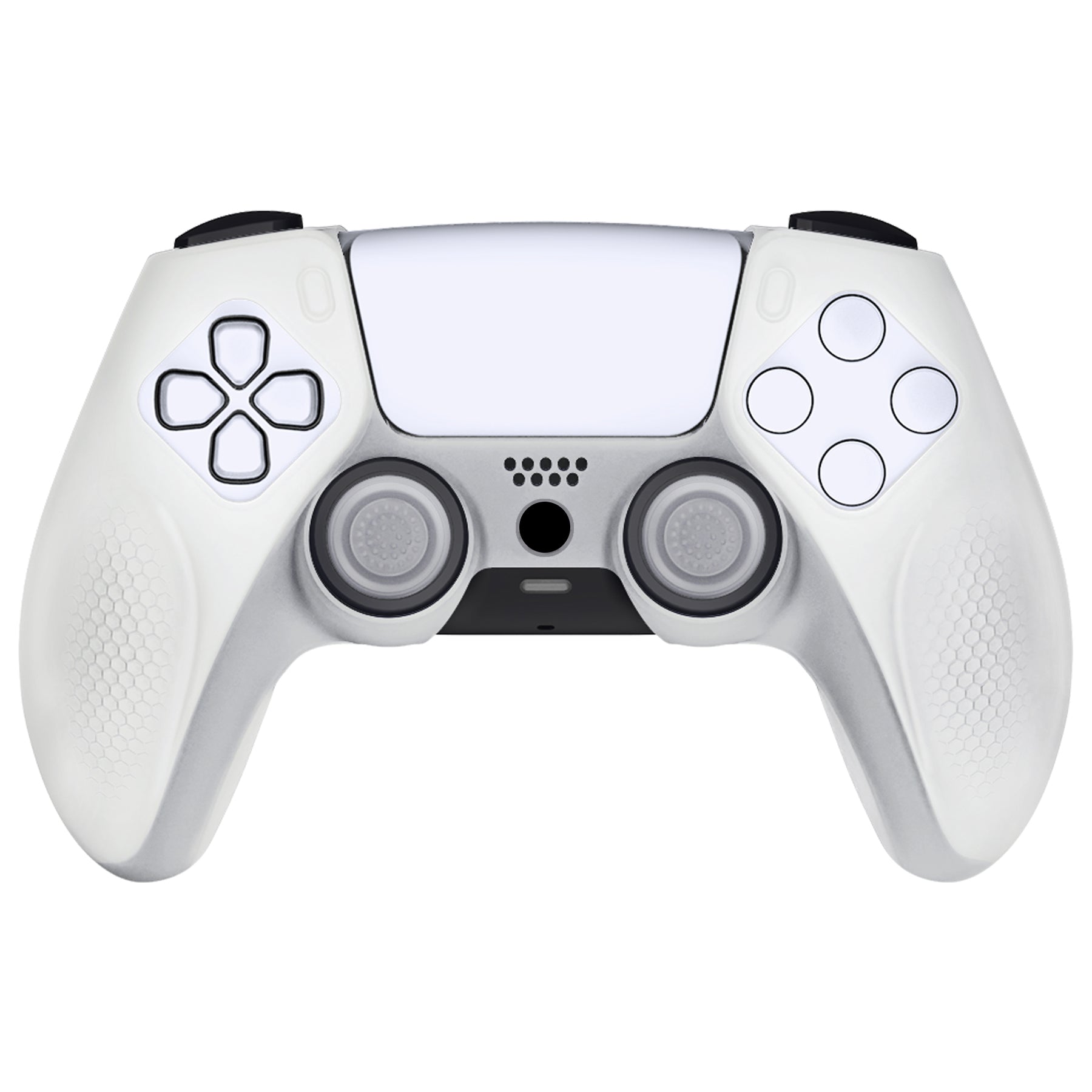 PlayVital Ninja Edition Anti-Slip Silicone Cover Skin with Thumb Grips for PS5 Wireless Controller, Compatible with Charging Station - Glow in Dark Green PlayVital