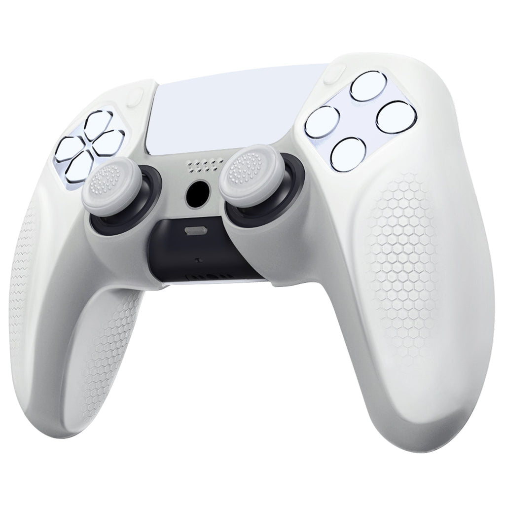PlayVital Ninja Edition Anti-Slip Silicone Cover Skin with Thumb Grips for PS5 Wireless Controller, Compatible with Charging Station - Glow in Dark Green PlayVital