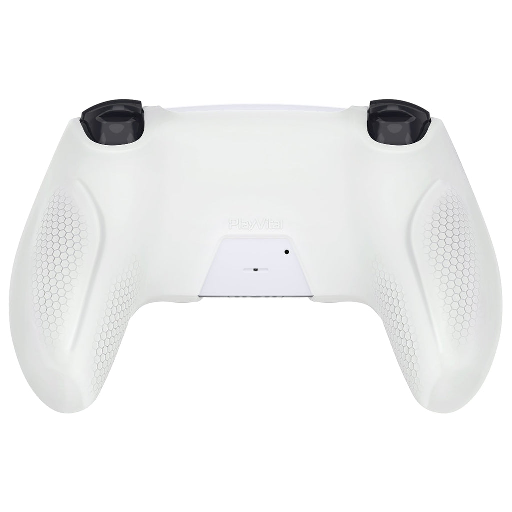 PlayVital Ninja Edition Anti-Slip Silicone Cover Skin with Thumb Grips for PS5 Wireless Controller, Compatible with Charging Station - Glow in Dark Green PlayVital