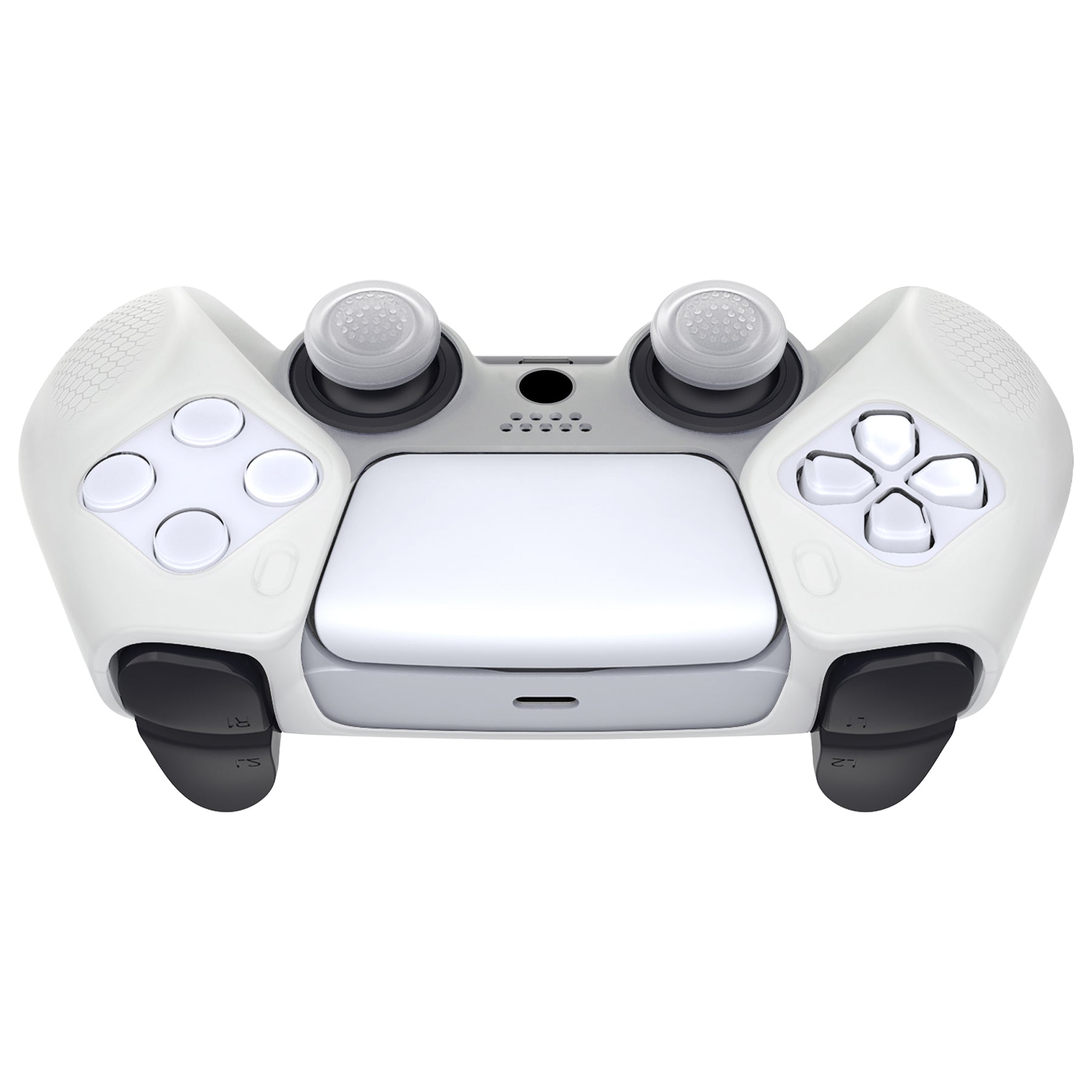 PlayVital Ninja Edition Anti-Slip Silicone Cover Skin with Thumb Grips for PS5 Wireless Controller, Compatible with Charging Station - Glow in Dark Green PlayVital