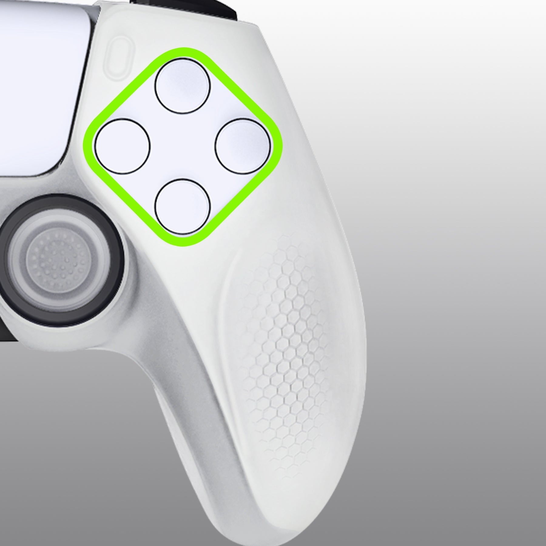 PlayVital Ninja Edition Anti-Slip Silicone Cover Skin with Thumb Grips for PS5 Wireless Controller, Compatible with Charging Station - Glow in Dark Green PlayVital