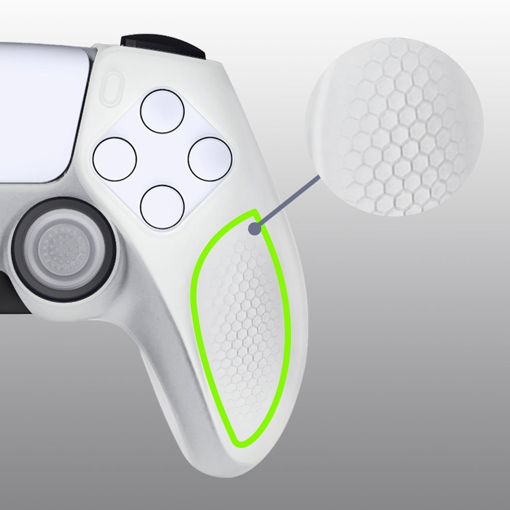 PlayVital Ninja Edition Anti-Slip Silicone Cover Skin with Thumb Grips for PS5 Wireless Controller, Compatible with Charging Station - Glow in Dark Green PlayVital