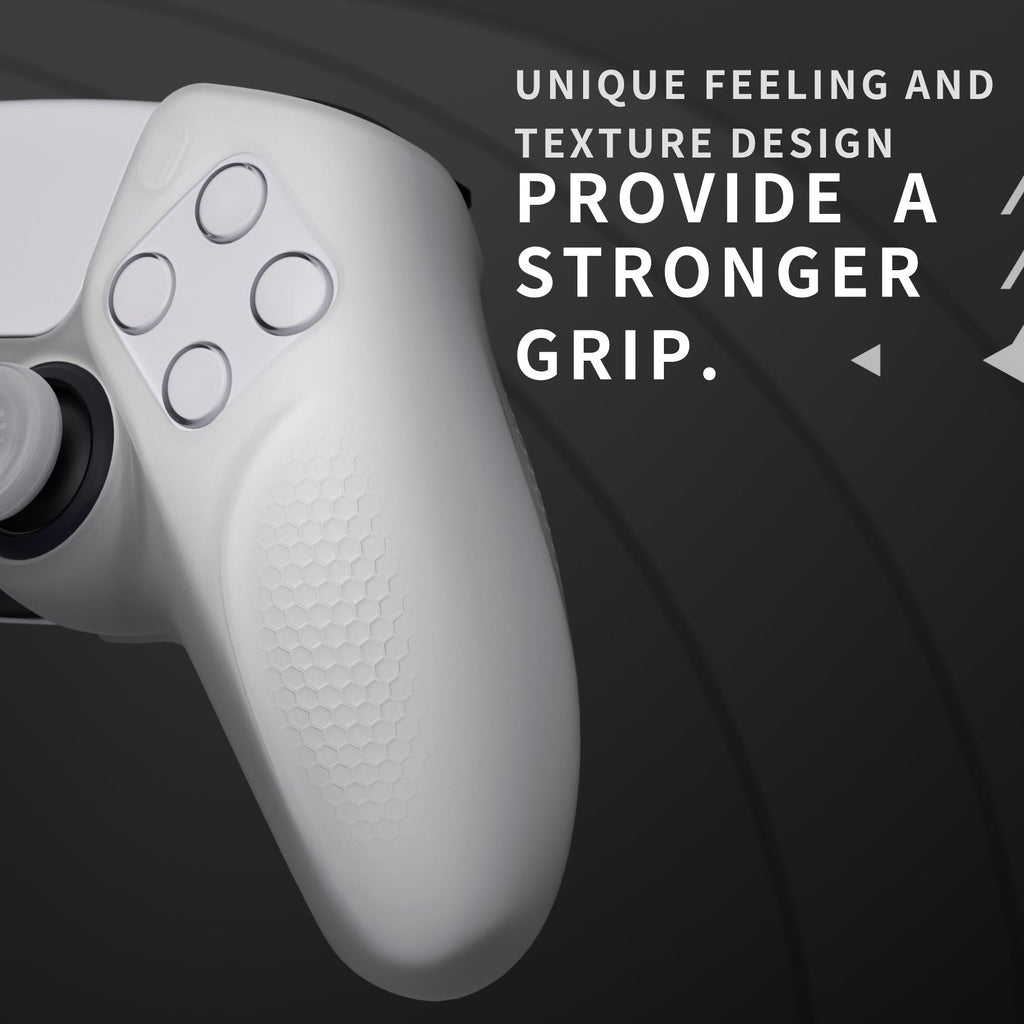 PlayVital Ninja Edition Anti-Slip Silicone Cover Skin with Thumb Grips for PS5 Wireless Controller, Compatible with Charging Station - Glow in Dark Green PlayVital